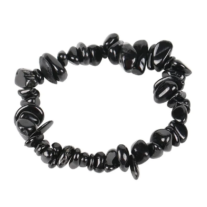 Ladies Bracelets with Flame Spark-Natural Black Tourmaline Chip Bracelet