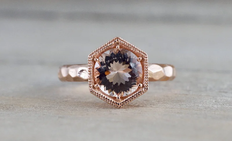 Ladies Professional Rings -Hexagon Morganite Ring