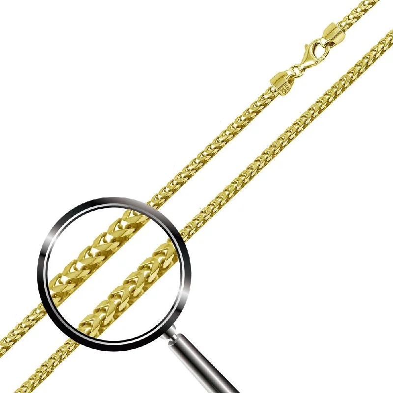 Ladies Bracelets Polished Shine-Gold Plated 925 Sterling Silver Franco Chain or Bracelet 2.2mm - CH337C GP