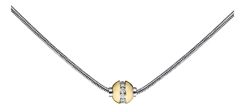 Ladies Necklaces for Gala Spark-Authentic Cape Cod Necklace made by Lestage- Sterling Silver with 14k Gold Diamond Ball