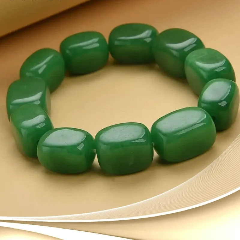 Ladies Bracelets Low Cost-Green Jade Beads Bracelet