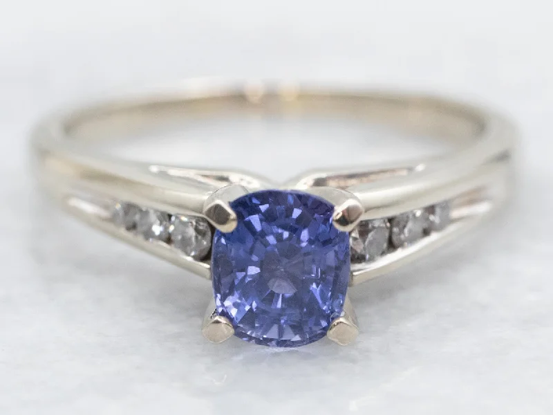 Ladies Everyday Engagement Rings -Modern Sapphire and Diamond Engagement Ring