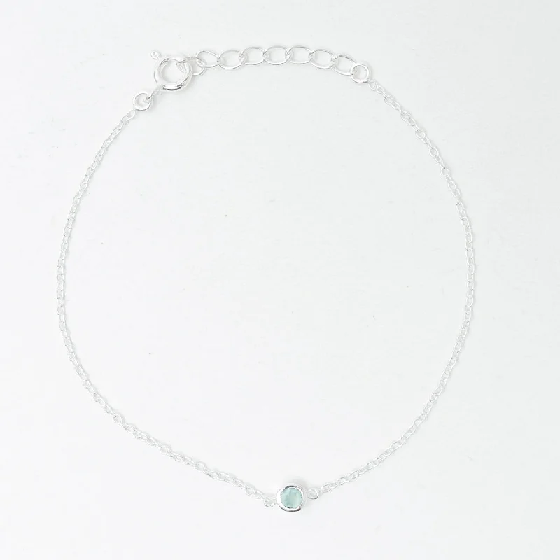 Ladies Bracelets Twist Spark-Silver Aqua Chalcedony Solitaire Bracelet