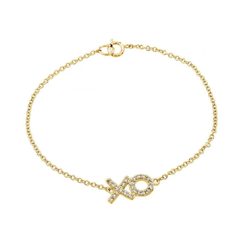 Ladies Bracelets Gift Spark-Silver 925 Gold Plated XO CZ Bracelet - BGB00190GP