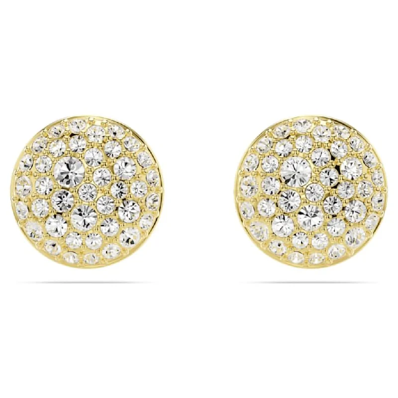 Ladies Traditional Charm Earrings -Swarovski : Sublima Stud Earrings  in White -Gold